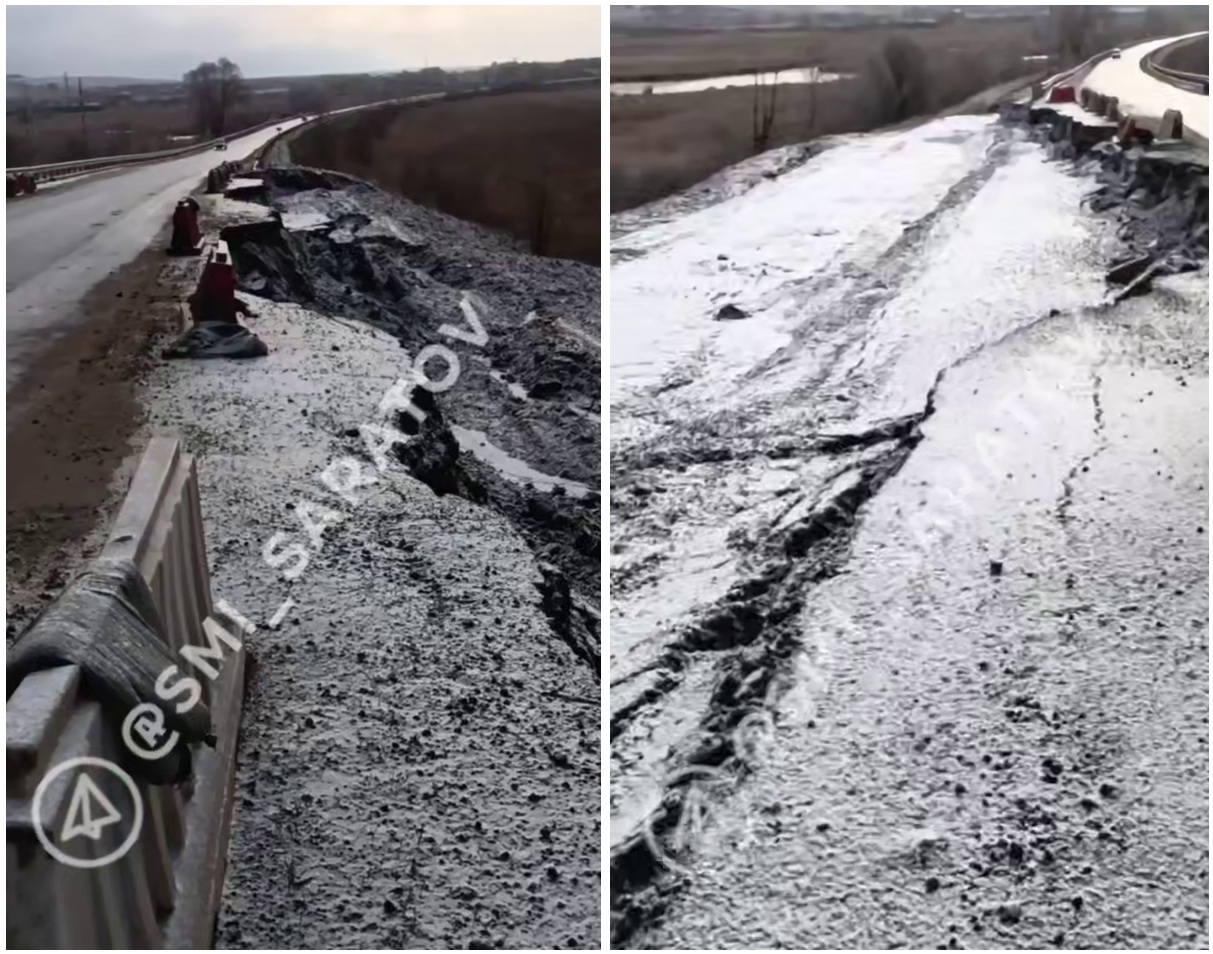 Оползень разрушил участок трассы между Балашовом и Ртищевом Оползень разрушил участок трассы между Балашовом и Ртищевом
